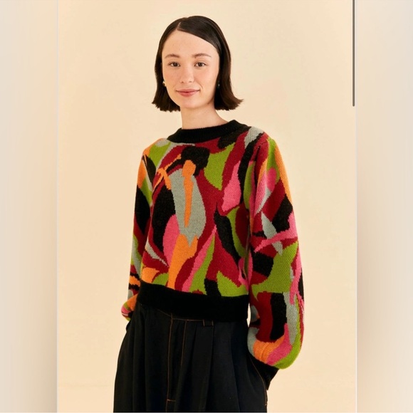 FARM Rio | Sweaters | Farm Rio The Multicolor Dance Knit Sweater | Poshmark